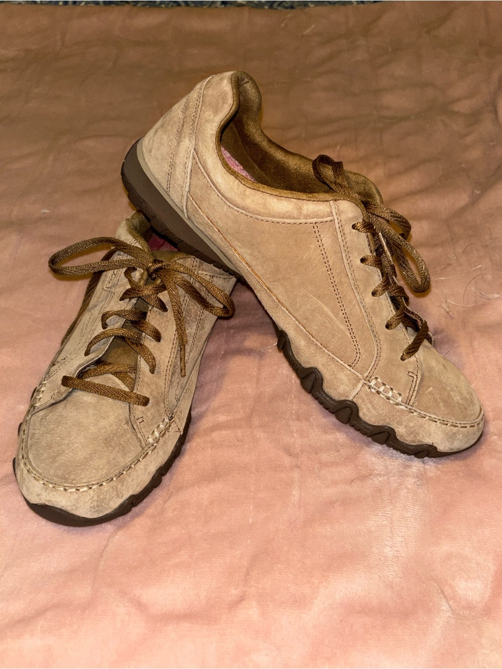 Skechers Women's Taupe Suede Lace-Up Casual Sneakers